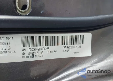 2015 Dodge Dart Aero from USA, damaged, VIN 1C3CDFDH0FD160227